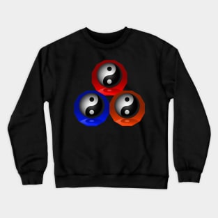 Yin Yang Triangle - Red, Orange and Blue Crewneck Sweatshirt